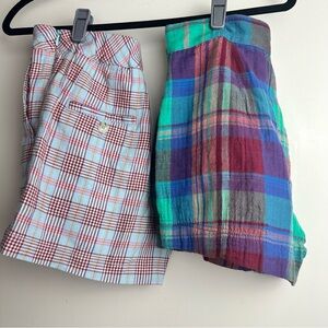 Lot Of 2 Plaid Shorts NWOT, Size 2 Free People Isla & Maeve Anthropologie Linen